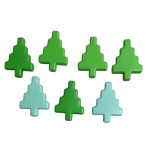 Vintage Little Tikes Wee Waffle Blocks Christmas Trees Lot Green Blue 7 Pieces